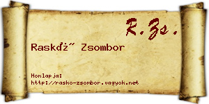 Raskó Zsombor névjegykártya